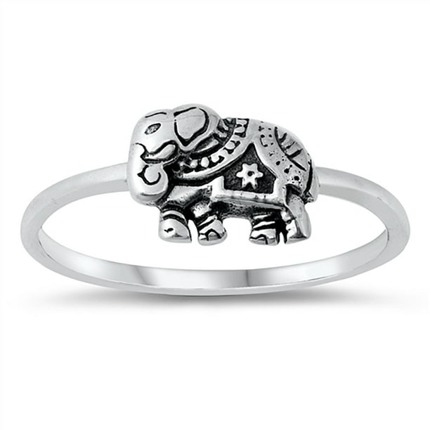 Sterling Silver Oxidized Elephant Novelty Charm Pendant 